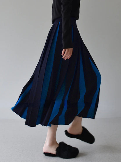 Long Skirts for Women Winter Knitted A-LINE Skirt Black White Luxury Elegant Women's Skirts Fashion 2025 High Waist Slim Skirts