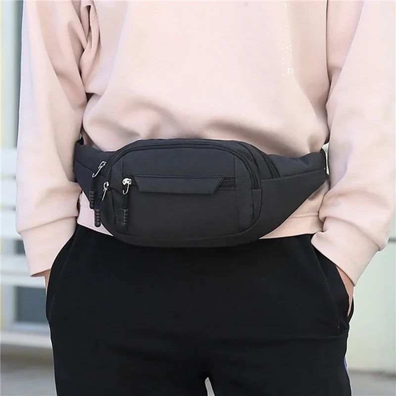 Men's and Women's Universal Models Waist Bag Fashion Crossbody Bags Sports Cell Phone Bags Solid Color Large Capacity Chest Bag