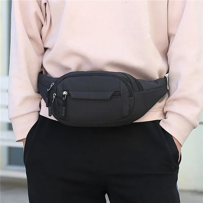 Men's and Women's Universal Models Waist Bag Fashion Crossbody Bags Sports Cell Phone Bags Solid Color Large Capacity Chest Bag