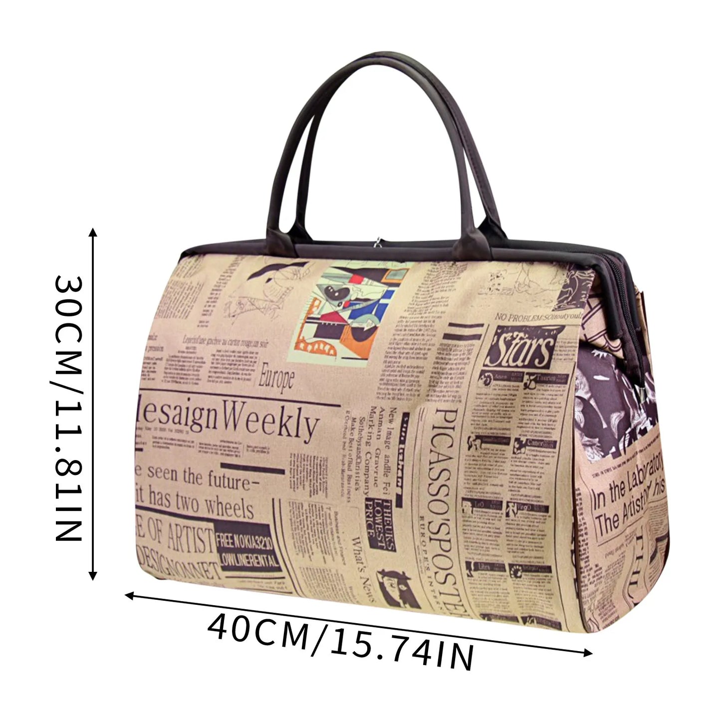 Women'S Waterproof Handbag Travel Bag Newspaper Printed Vintage Bag Fashion Women'S Handbag Bags For Women сумка женская Bolso