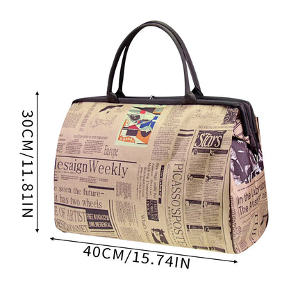 Women'S Waterproof Handbag Travel Bag Newspaper Printed Vintage Bag Fashion Women'S Handbag Bags For Women сумка женская Bolso