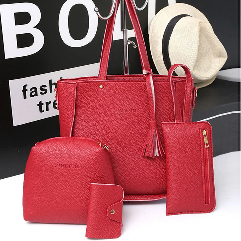 Women Four Set Handbag Shoulder Bags Four Pieces Tote Bag Crossbody Wallet Bags Women'S Handbag Sac à Mains Femme Bolsos Mujer