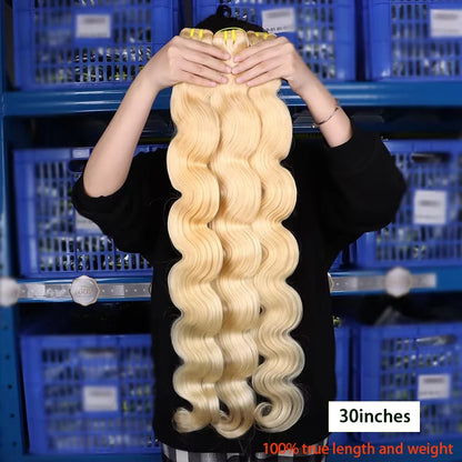 #613 Blonde Body Wave/Straight Hair Bundles Double Drawn Raw Vietnamese Hair Bundles Weave Honey Blonde 100% Human Hair Full