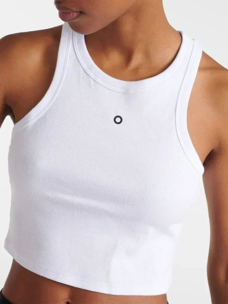 Cotton Sleeveless Tank Top for Women Summer New White Slim Yoga Fitness Vest Leisure Running Gym Breathable Pilates Tank Top