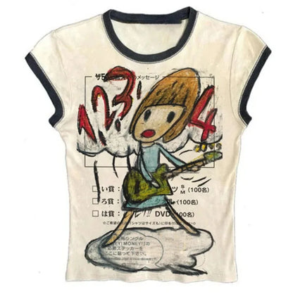 Aesthetics Gothic Clothes Women Tops Woman Clothing Sexy Top Print  Summer Women's Cropped Emo Trashy Y2k 2000s Crop Top Sexys