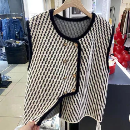 Women's Autumn  Winter New Fashion Elegant Checkered Vest Casual Versatile Western Commuting Youth Comfortable Popular Y2K Tops