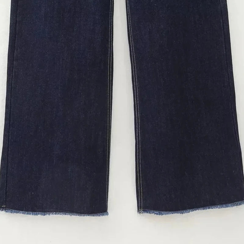 Casual Women's High Waist Straight-leg Jeans Pants Fashion All-match Full Length Denim Pants Pocket Zipper Jean Trousers