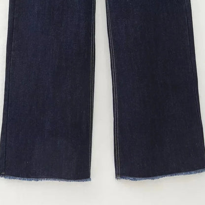 Casual Women's High Waist Straight-leg Jeans Pants Fashion All-match Full Length Denim Pants Pocket Zipper Jean Trousers