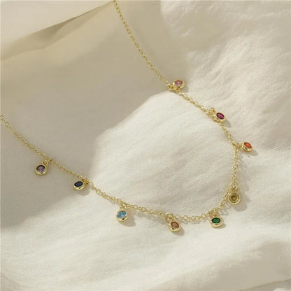 LENNIK 925 Sterling Silver French Elegant Round Fine Versatile Color Zirconium Women's Necklace Fashion Exquisite Chains Jewelry