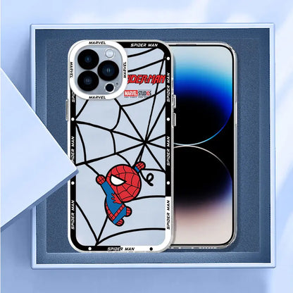 phone Soft case for iphone 11 14 13 cases 15 8 Plus XR 7 12 Pro 6S XS Max Mini X SE funda TPU Coque Spider Web Spiderman Marvel