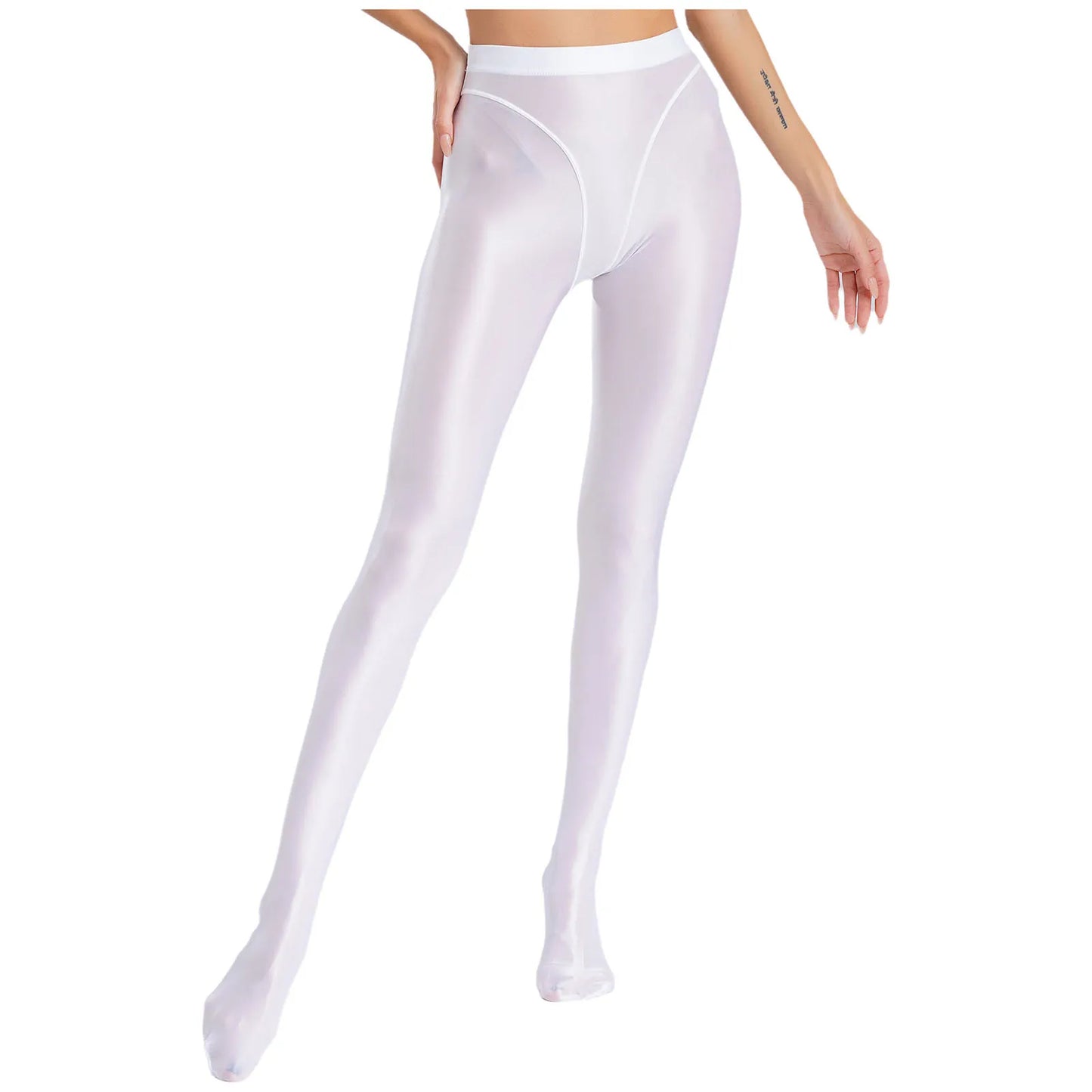 Womens Gymnastic Yoga Pants Leggings High Waist Stretchy Glossy Pantyhose Silky Skinny Pantyhose Role Play Nightclub Wear