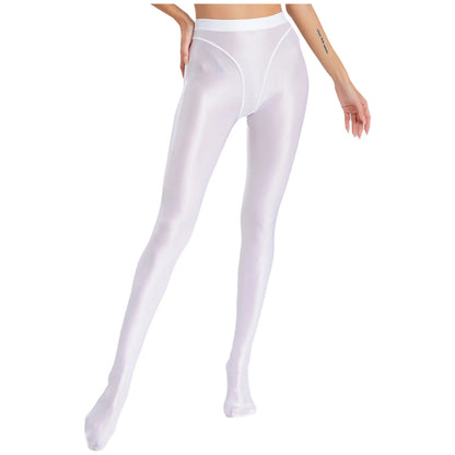 Womens Gymnastic Yoga Pants Leggings High Waist Stretchy Glossy Pantyhose Silky Skinny Pantyhose Role Play Nightclub Wear