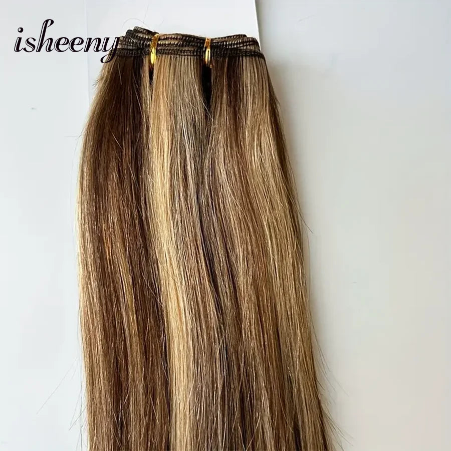 Highlight Blonde Human Hair Weft 12 16 20 24 inches Double Weft Hair Bundles Sewing In Hair Weaves 50g/bundle For Women
