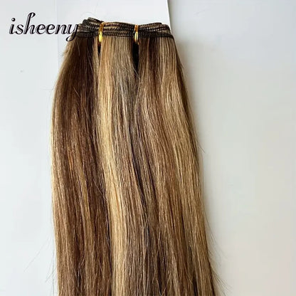 Highlight Blonde Human Hair Weft 12 16 20 24 inches Double Weft Hair Bundles Sewing In Hair Weaves 50g/bundle For Women