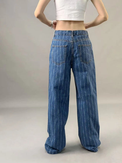 Worn-out jacquard jeans for women  Spring Summer 2025 new style  High waisted  wide leg  loose fit  slimming effect