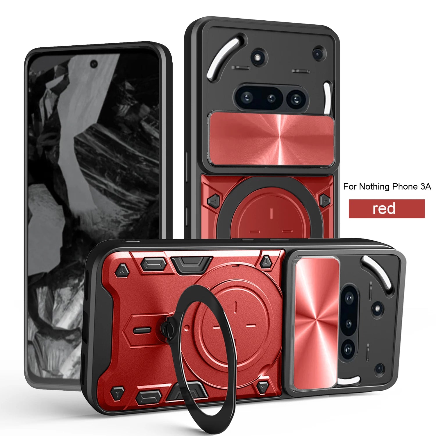 Protective Cover For Nothing Phone 3a Case With Ring Stand Holder Lens Protection Fundas Coque Capa