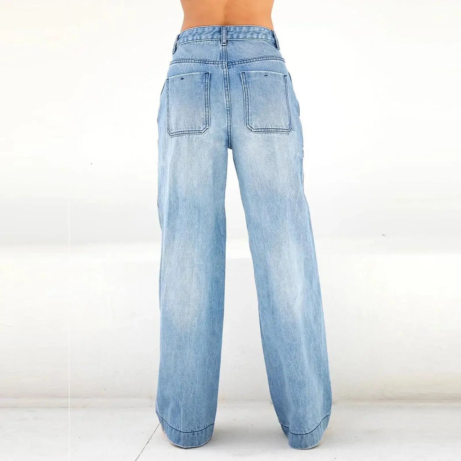 2025 Women's Straight Jeans Four Seasons High Waist Loose Fashion Casual Wide Leg Jeans Comfortable Commuting Streetwear Pants
