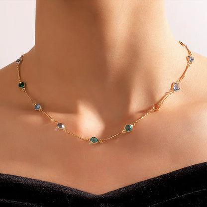 Fashion Simple Candy Color Tassel Necklace for Women Aesthetic All-match Pendant Jewelry Choker Neck Accessories Gift Chain