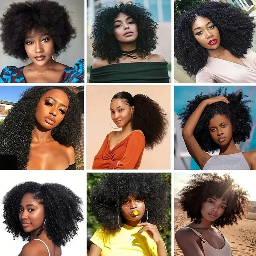 Afro Kinky Curly Bundles Brazilian 1/3 Afro Kinky Human Hair Bundles Deal 8-20" Hair Extensions Curly Human Hair Weave For Women