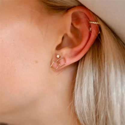 14K Gold Filled 8mm Square Earrings Minimalism Jewelry Gold Filled Stud Earrings Brincos Pendientes Oorbellen Boho Women Earring