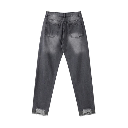 Women‘s Fashion Straight Jeans Casual High Waisted Washed Skinny Trousers Ripped Slim Pants For Lady Commuter 2025 Fashion Trend