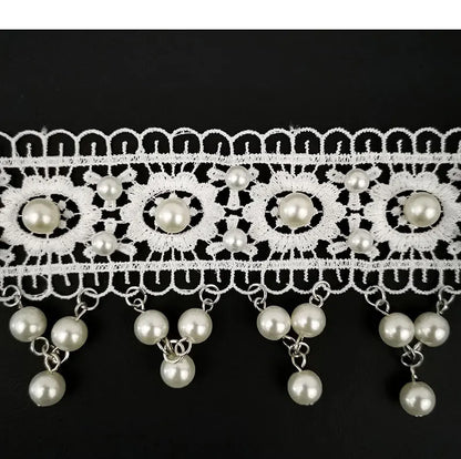 White Necklace Pearl Lace Women Fashion Necklace Earrings lolita Accessories