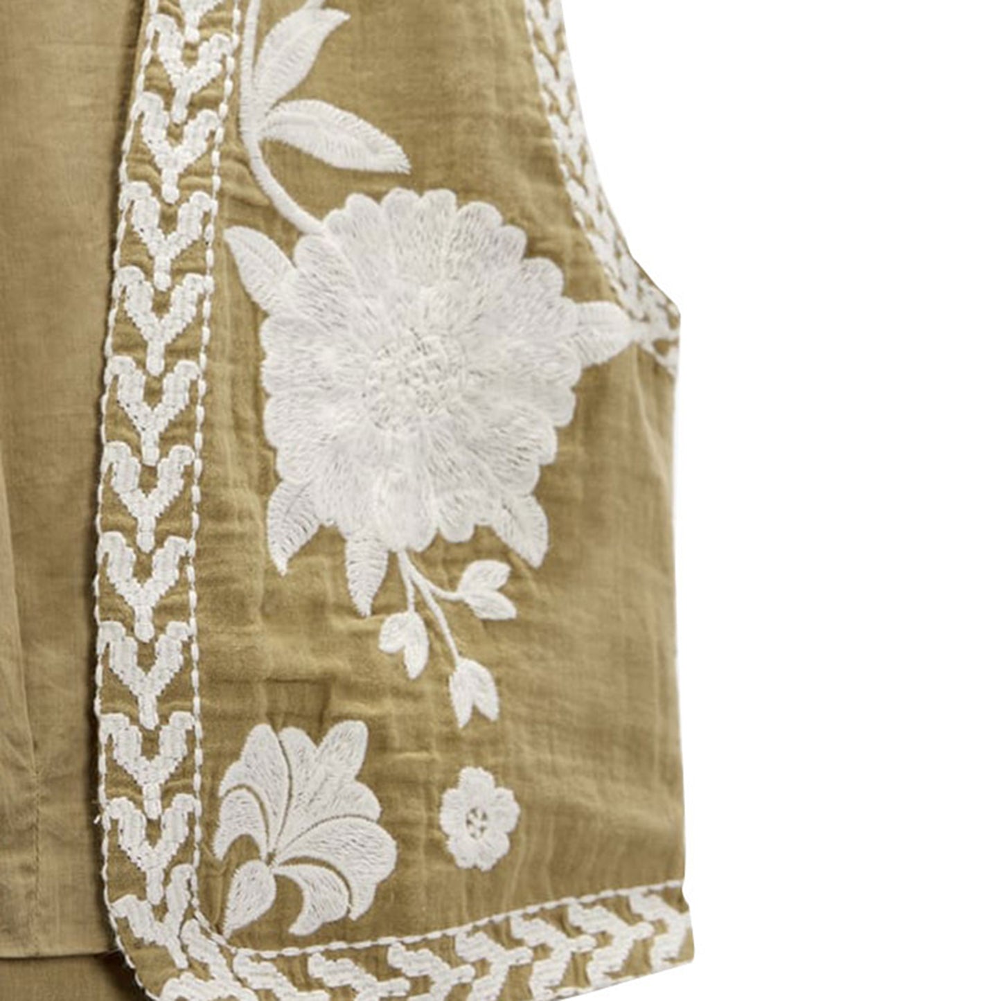 Women Vintage Embroidered Crop Vest Top Y2K Boho Floral Sleeveless Open Front Cardigan Flower Linen Vest Waistcoat Gilet Outwear