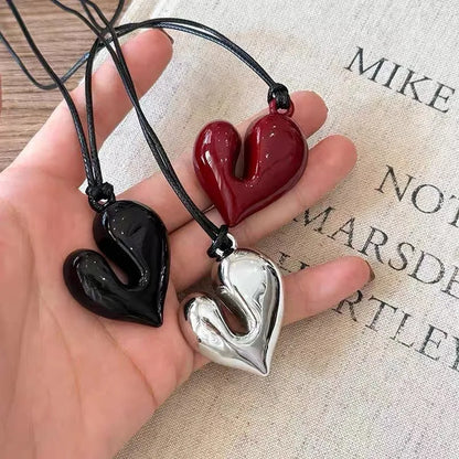 New Heart Pendant Necklaces For Women Vintage 80s Aesthetic Adjustable Pull-out Necklace Fashion Romantic Choker Trendy Jewelry