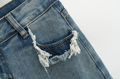 Mini skirts for women high waisted denim skirt black distressed jeans skirts womens 2024 Summer clothes blue jean skirts ripped