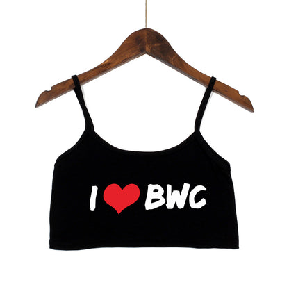 Sexy Tops for Women Hot Girls Clothes I Love BWC Black Crop Top Seamless Sleeveless Tank Tops Camis Backless Camisole White Top