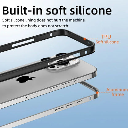 Hybrid Silicone Frame Aluminum Metal Phone Cases For iPhone 16 15 Pro Max 14 13 12 Better Heat Bumper