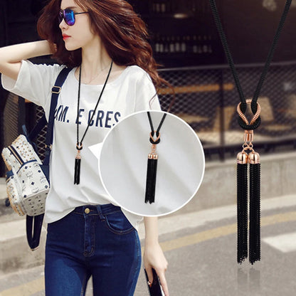 Elegant Female Fashion Pendant Necklace Tassel Long Winter Sweater Chain Necklace Women Geometric Twisted Necklaces Jewelry Gift
