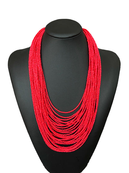 Bohemian fashion handmade beaded multi-layer red beaded women's necklaces seaside vacation jewelry