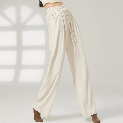 Women Loose Yoga Pants Autumn Soft Drawstring High Waist Modern Dance Sport Wide Leg Clothes Classical Dancing Training Trousers