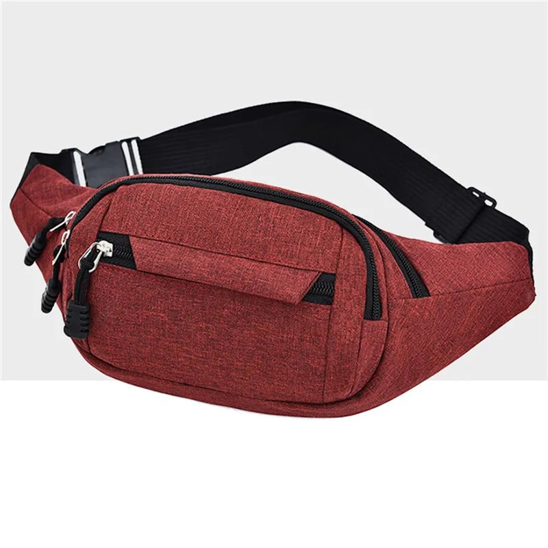 Men's and Women's Universal Models Waist Bag Fashion Crossbody Bags Sports Cell Phone Bags Solid Color Large Capacity Chest Bag