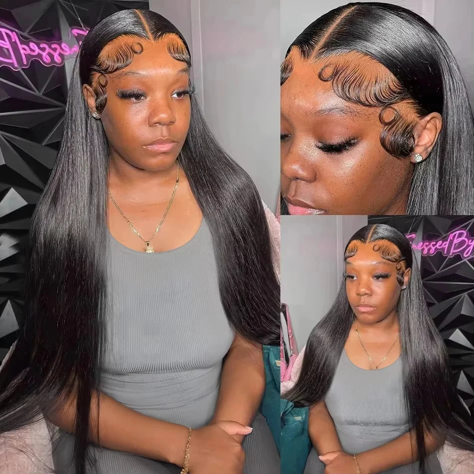 250Densit 13x6 Bone Straight HD Transparent Lace Human Hair Wigs Brazilian 13x4 360 Full Lace Front Wig Human Hair Wig For Women