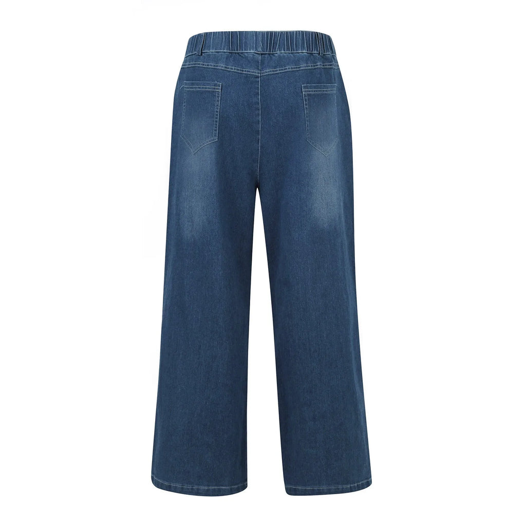 Retro Jeans For Women 2024 Summer New Washed Jean Pants Female Wide Leg Pants Casual Lady Denim Blue White Trousers