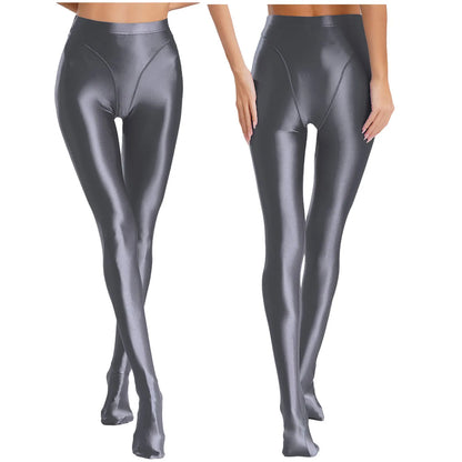 Womens Gymnastic Yoga Pants Leggings High Waist Stretchy Glossy Pantyhose Silky Skinny Pantyhose Role Play Nightclub Wear