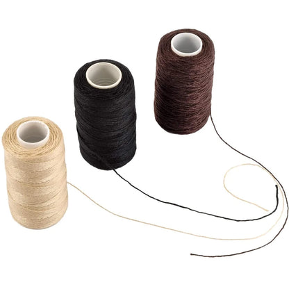 3 Rolls Hair Weaving Thread Cotton Sewing Thread With 5 pcs C curved needle for Making Wig DIY Hand Sewing Hair Weave hair weft