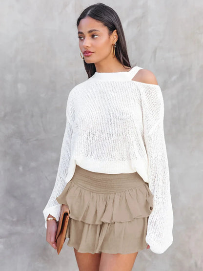 Women's High Waist Ruffle Pleated Mini Skirts Solid Lined Layered Flared Flowy Casual Swing Summer Boho Beach Mini Short Skirt