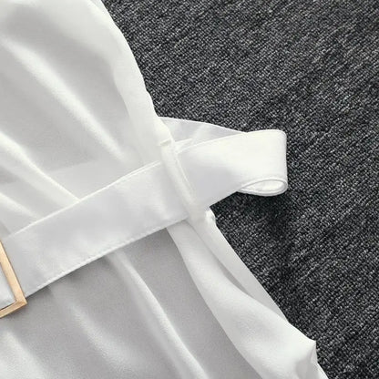 Female Dresses 2024 Chic and Elegant Pretty Clothing Chiffon Blazer Women's Dress Satin Silk White Formal Occasion X Fashion Y2k