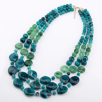 New Handmade Beaded Necklace for Women Multi-layers String Larger Size Bib Statement Necklaces Party Wedding Accessory