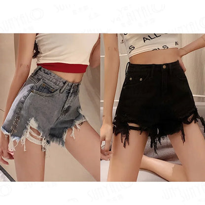 2024 Women Fashion Vintage Jeans Female Trashy y2k 2000s Baggy Ripped Denim Shorts Lady Special High Waisted Wide Leg Blue Jeans