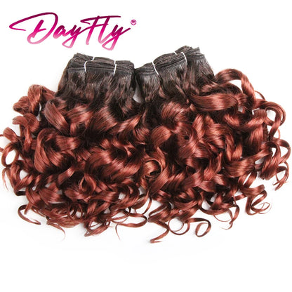 Brazilian Hair Weave Bundles 100% Human Hair Bundles Short Curly Hair Bundles 8Inch 6 Bundles Colored Hair Extensions For Women
