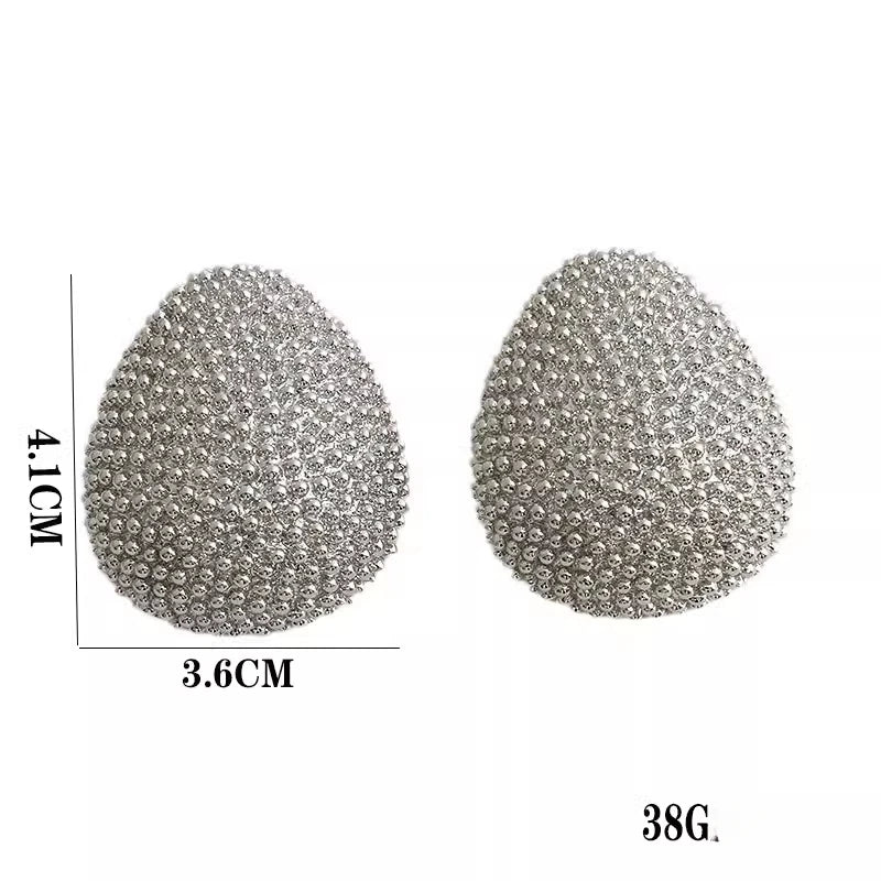 Modern Jewelry Popular Design Bead Feeling Metal Oval Teardrop Earrings For Women Party Gifts Exaggerative Ear Accessories