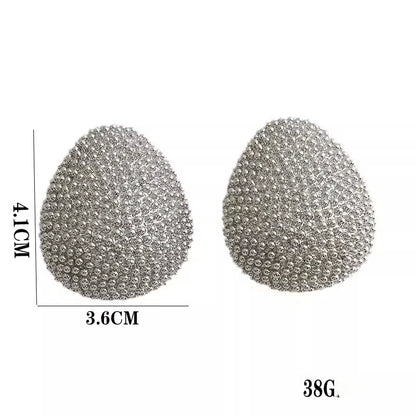 Modern Jewelry Popular Design Bead Feeling Metal Oval Teardrop Earrings For Women Party Gifts Exaggerative Ear Accessories