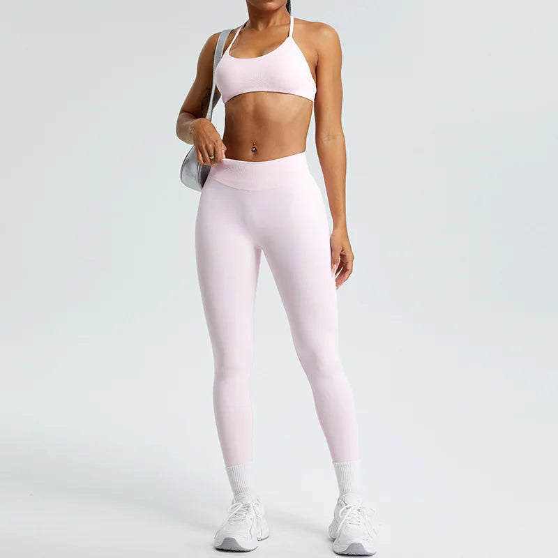 Women Yoga Pants High Waist Ribbed Sport Legging Gym Fitness Leggings Women Seamless Female Legging Tummy Control Running Tights