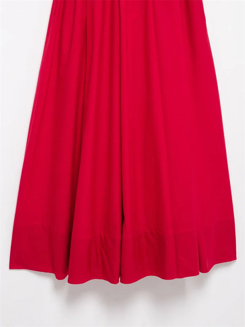 Women's Dresses New Spring 2025 Red Dress Elegant and Romantic Passionate and Unrestrained Belt Embellishment