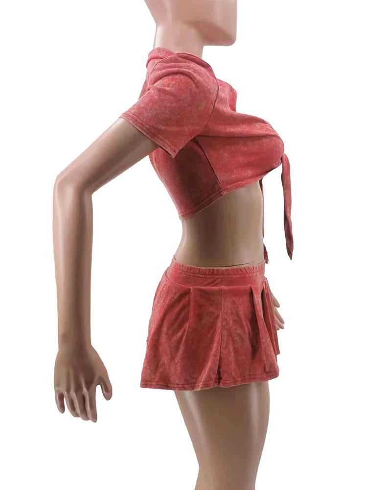 Skirt Sets Women 2 Piece Outfit Solid Color Streetwear Summer Outfit Ladies Wholesale Dropshipping