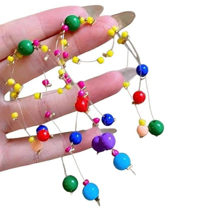 Long Colorful Earrings with Beads Colorful Beaded Earrings Eye Catching Earwear